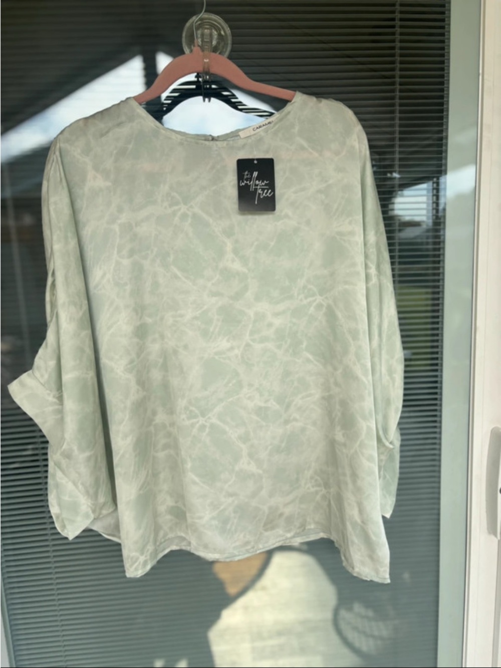 Willow Tree Mint Marble Dolman Sleeve blouse